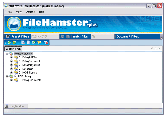 FileHamster de MogWare - main window